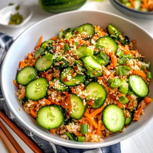 Cremiger Gurkenreis-Salat mit Chili-Knoblauch-Dressing