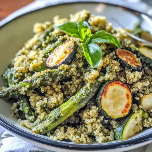 Pesto-Quinoa mit geröstetem Gemüse