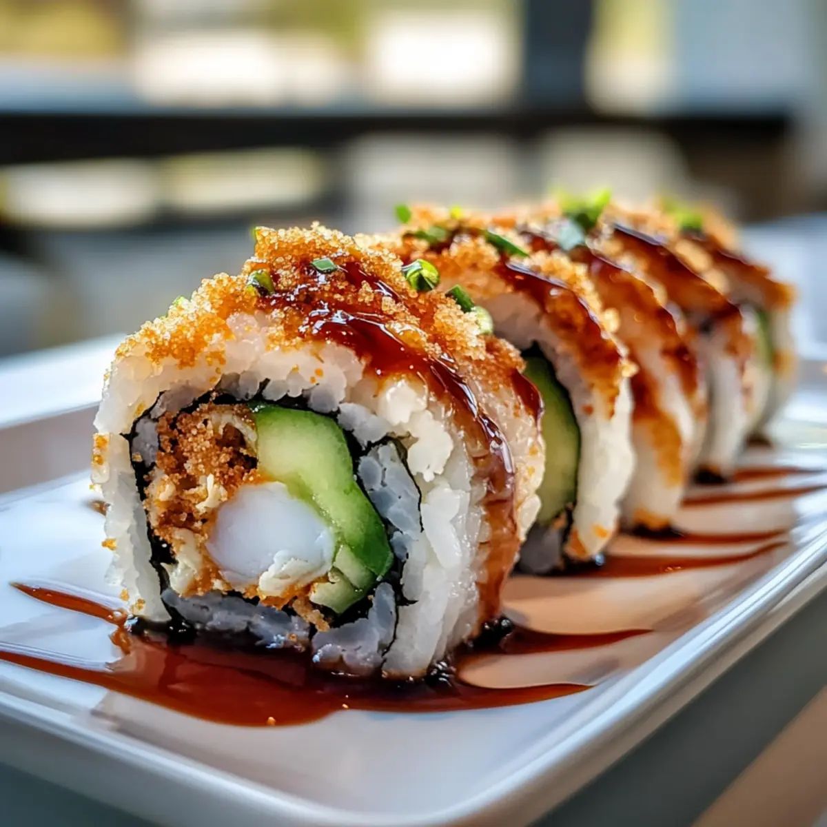 Leckere Krabben-Crunch-Roll-Sushi