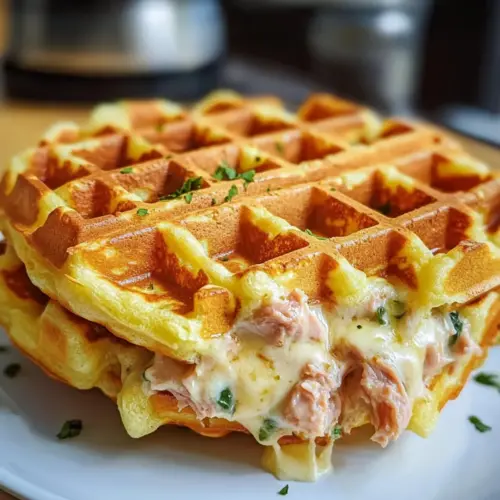 Herzhafter Thunfischschmelz-Waffel