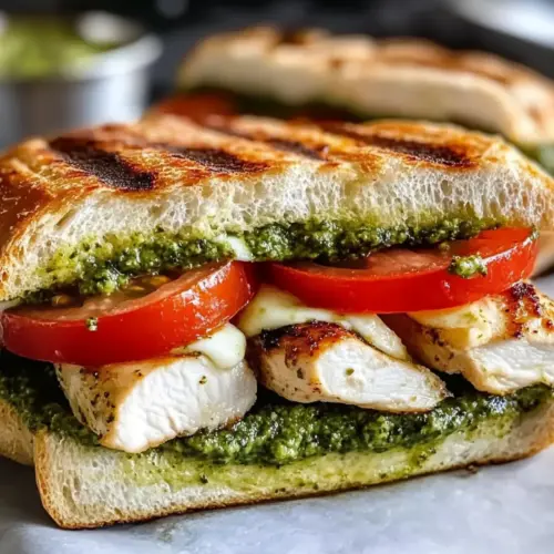 Hähnchen-Pesto-Sandwich Rezept Zutaten: - 2 Hähnchenbrustfilets - 4 Scheiben Brot - 4 Esslöffel Pesto - 2 Scheiben Käse - 1 Tomate, in Scheiben - 1 Handvoll Rucola - Salz und Pfeffer nach Geschmack - Olivenöl Anleitung: 1. Hähnchenbrustfilets mit Salz und Pfeffer würzen. 2. In einer Pfanne Olivenöl erhitzen und das Hähnchen braten, bis es goldbraun ist und durchgegart. 3. BrotToasten oder im Ofen rösten. 4. Pesto auf einer Seite jeder Brotscheibe verteilen. 5. Hähnchen auf das Pesto legen, gefolgt von Käse, Tomate und Rucola. 6. Die anderen Brotscheiben darauflegen und drinnen oder auf der Grillplatte grillen, bis der Käse schmilzt. 7. In der Mitte durchschneiden und servieren.