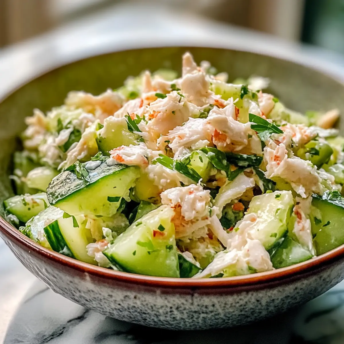 Gurkensalat mit Krabbenfleisch-Delight