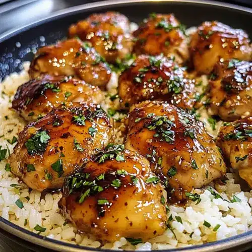 Ein-Pfannen Honigbutter Knoblauch Hähnchen & Reis