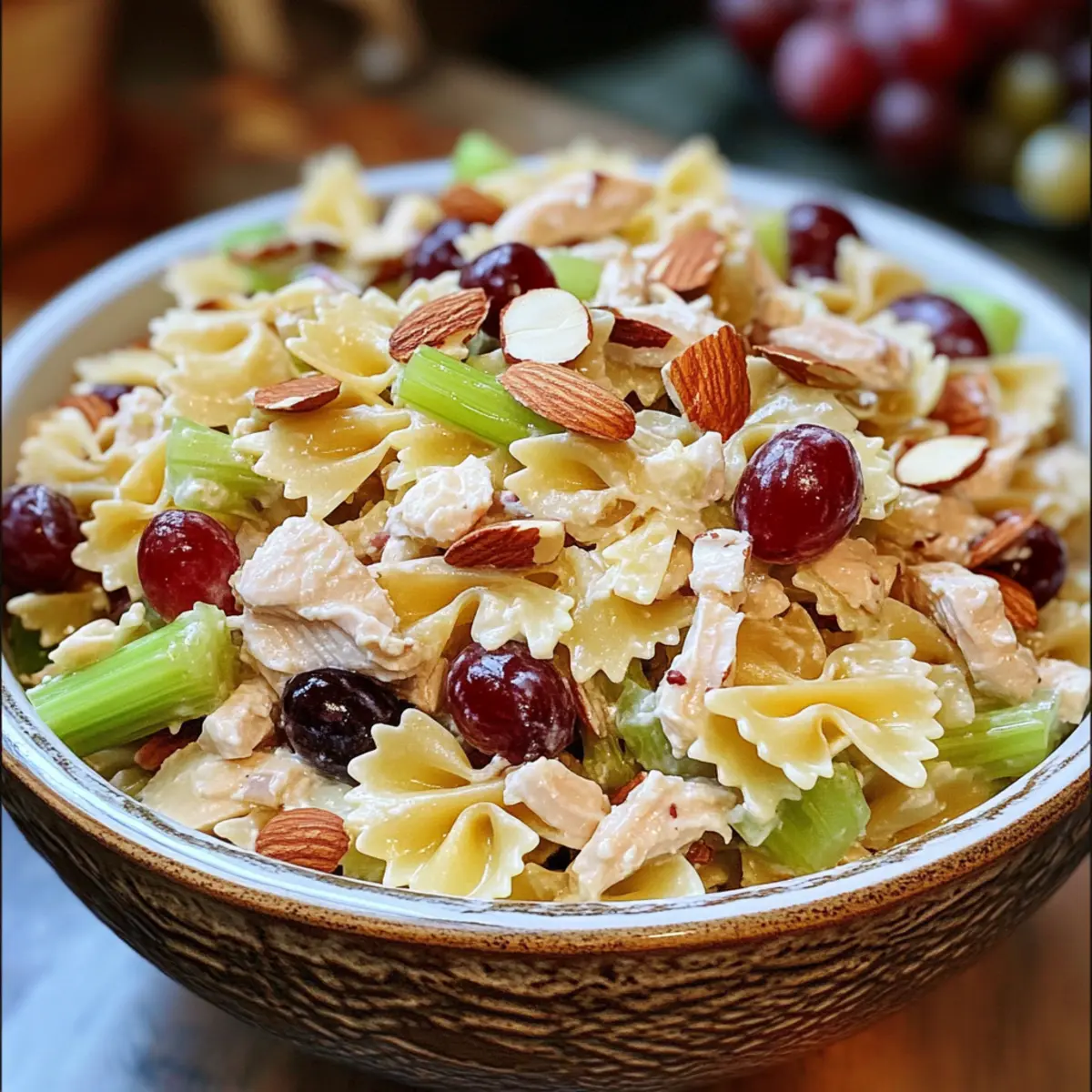 Waldorf Hähnchen Pasta Salat