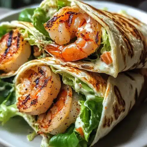 Gegrillte Garnelen Caesar Wraps