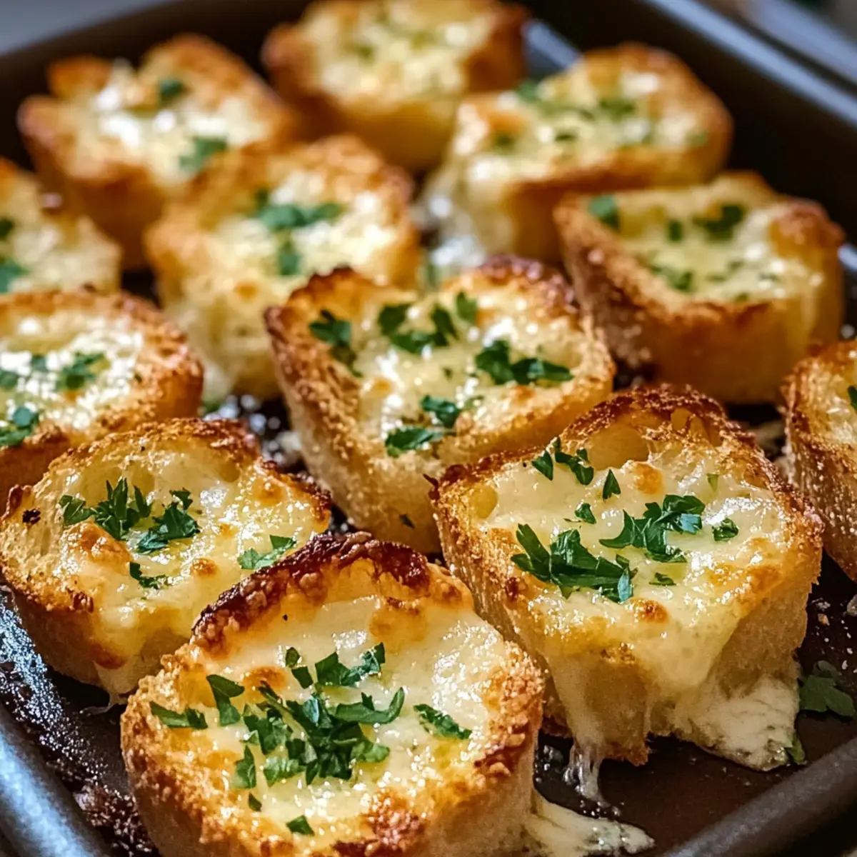 Käsige Knoblauchbrot Häppchen