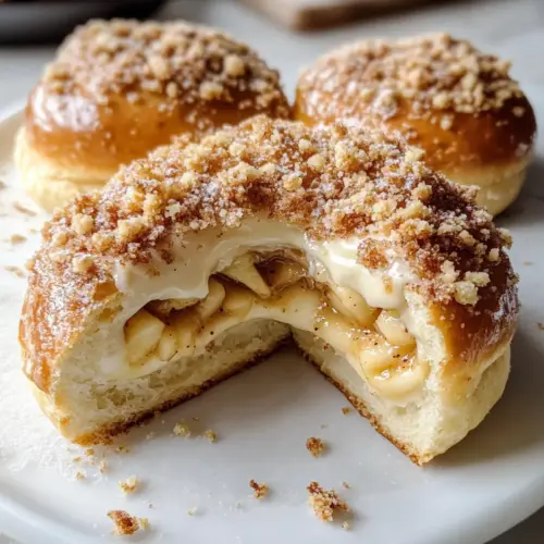 Apfel-Käsekuchen-Brötchen mit einem Streuselbelag