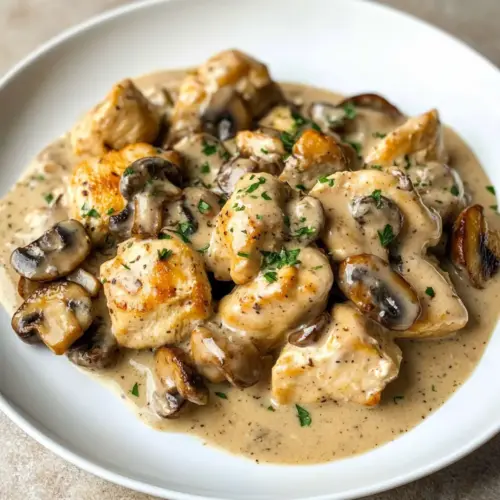 Cremige Hähnchen Stroganoff