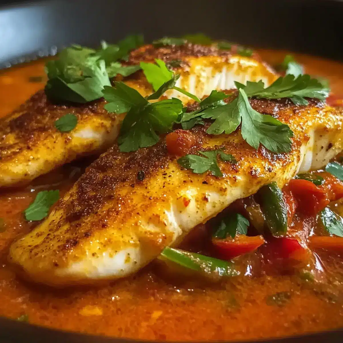 Herzhafter Tilapia in würziger gerösteter Paprikasauce