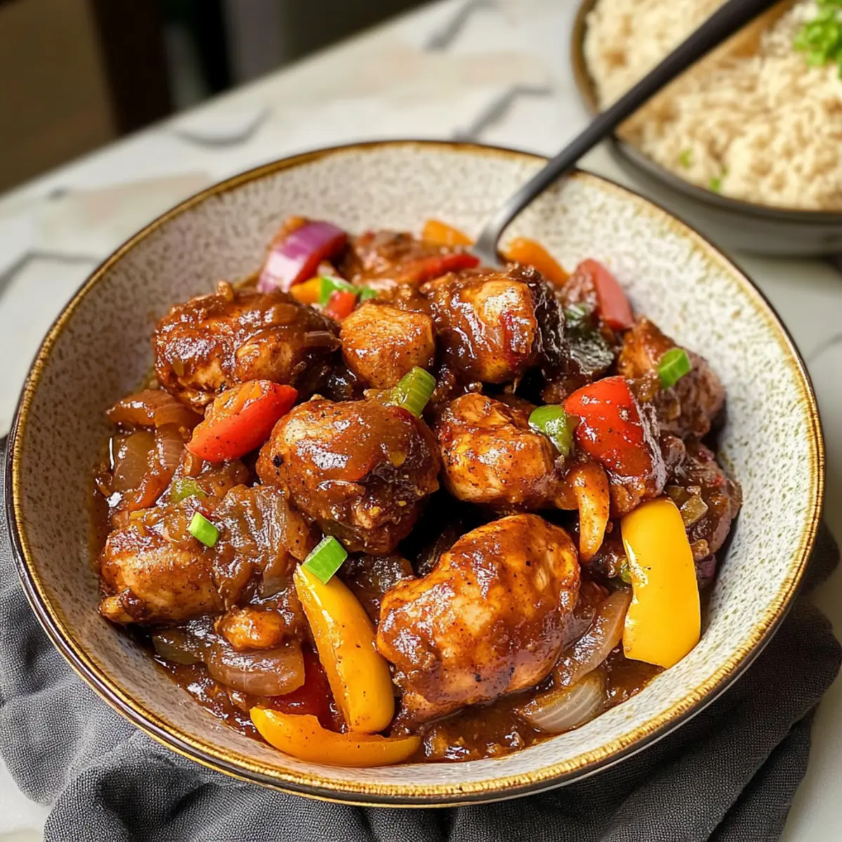 Das beste jamaikanische braune Eintopf-Hühnchen