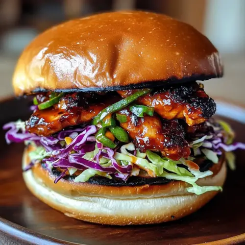 Koreanisches BBQ-Hühnchen-Sandwich mit Kohl-Slaw