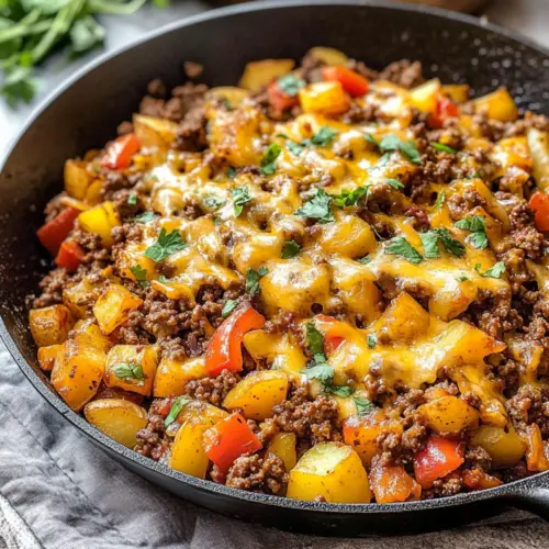 Mexikanisches Rinderhackfleisch- und Kartoffelpfanne